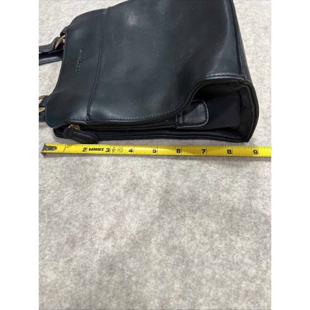 Vintage Liz Claiborne Black Small Tote 3 Compartments Outside Pocket Roomy - Picture 4 of 7